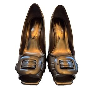 Etienne Aigner Night Brown 757763 Peep Toe Heels - Size 9.5M